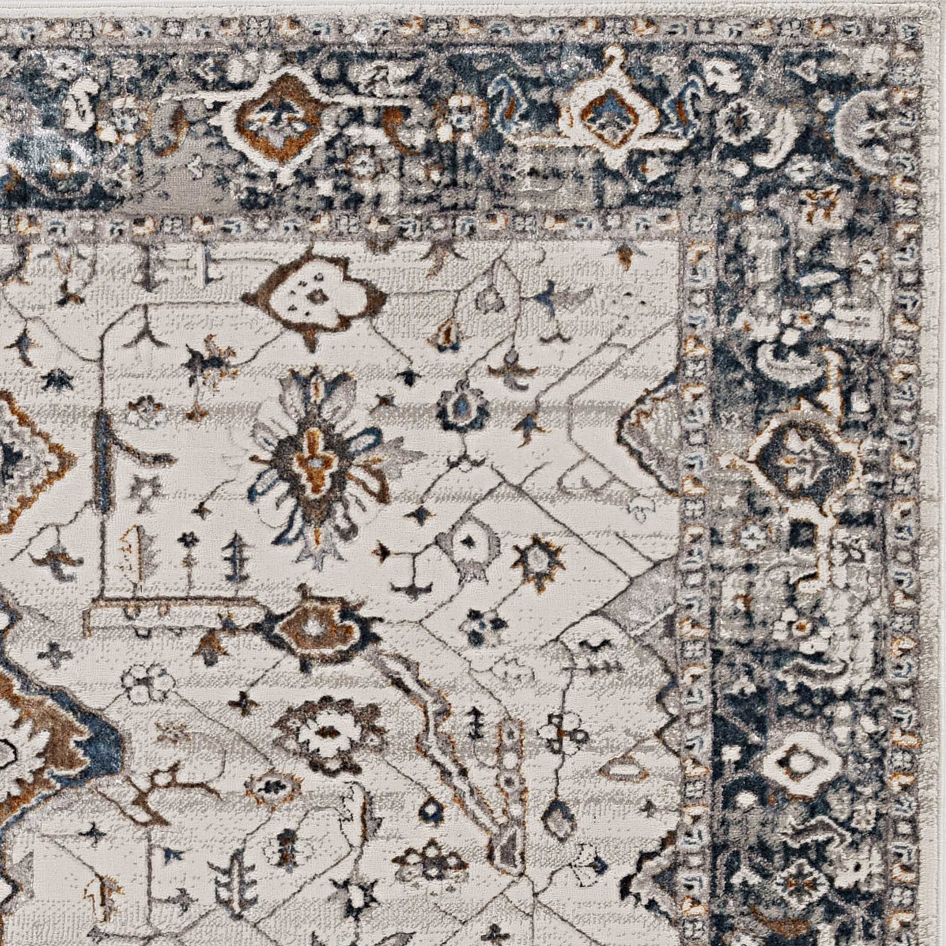 8'X11' Ivory Grey Machine Woven Traditional Indoor Area Rug