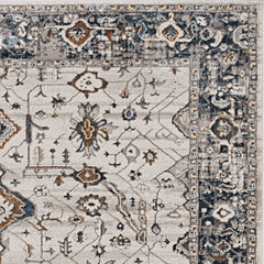 8'X11' Ivory Grey Machine Woven Traditional Indoor Area Rug