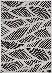 8'X11' Black White Machine Woven Uv Treated Tropical Palm Leaves Indoor Outdoor Area Rug