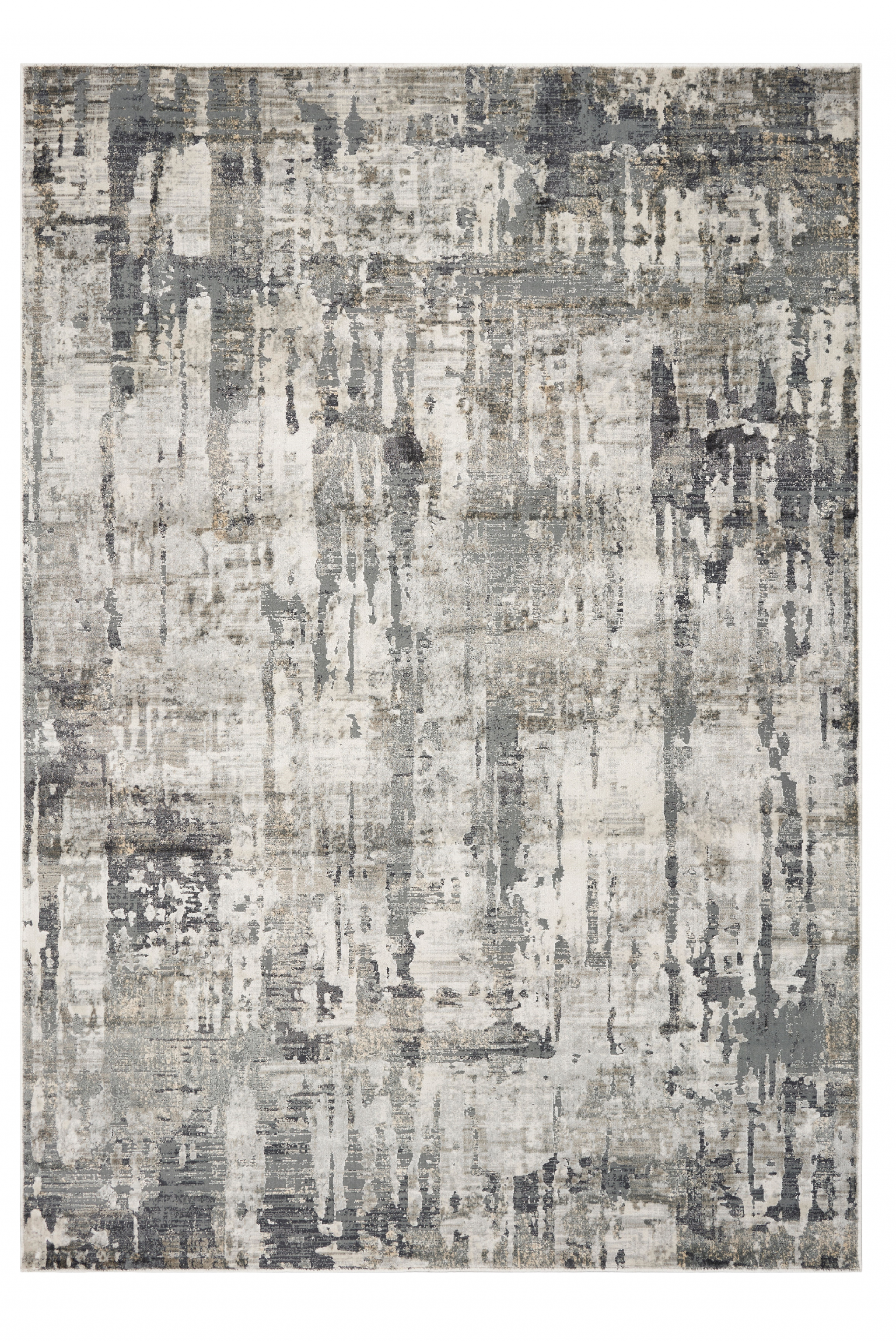 3'X5' Grey Machine Woven Abstract Drip Indoor Area Rug