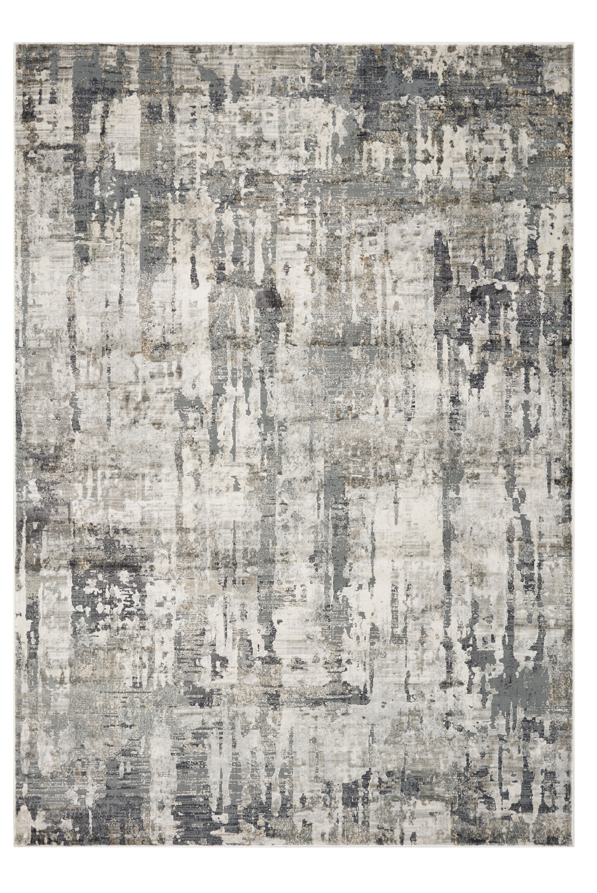 3'X5' Grey Machine Woven Abstract Drip Indoor Area Rug