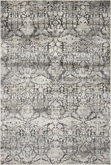 9'X13' Grey Machine Woven Distressed Floral Traditional Indoor Area Rug