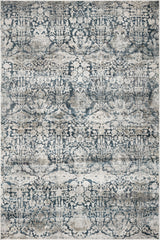 5'X8' Teal Machine Woven Distressed Floral Traditional Indoor Area Rug