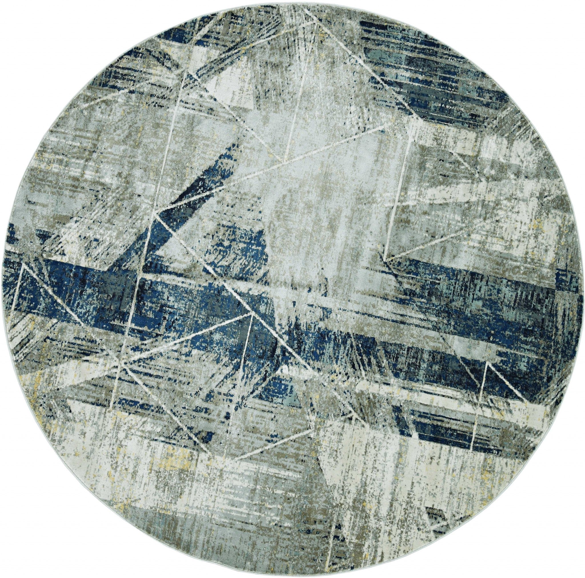 91 X 91 Greyor Blue Polyester Or Viscose Rug