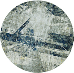 91 X 91 Greyor Blue Polyester Or Viscose Rug