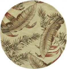 10' Ivory Hand Tufted Tropical Leaves Indoor Runner Rug