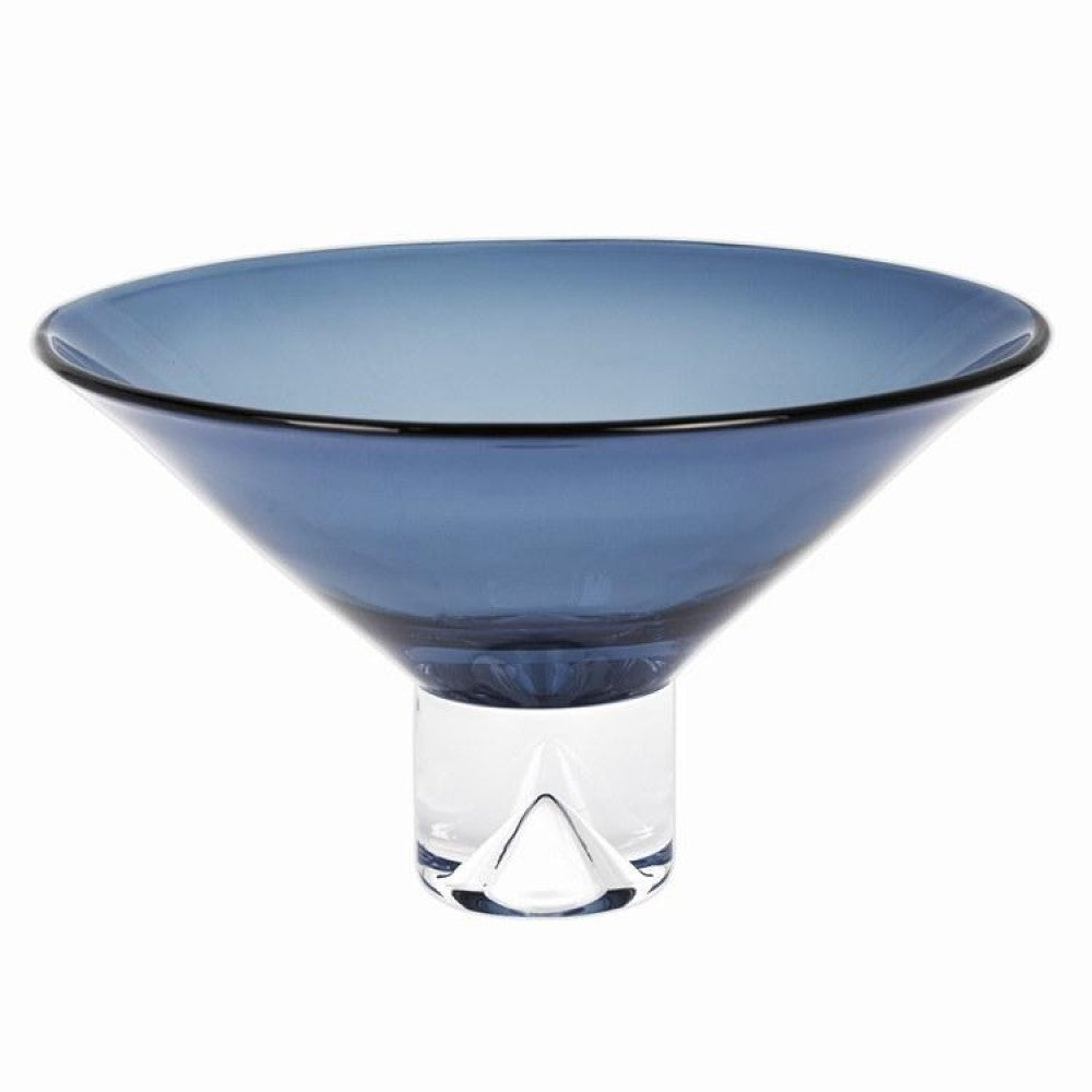 12 Mouth Blown Crystal Midnight Blue Centerpiece Bowl