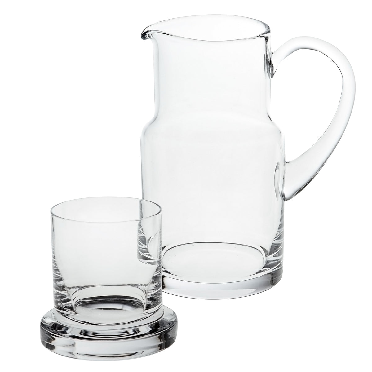 8 Mouth Blown Glass 2 Pc Bedside Or Desktop Carafe Set 24 Oz