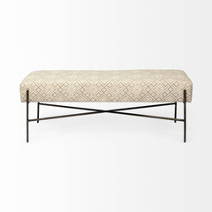 Rectangular Metalblack Metal Base Cream Uphpolstry Accent Based