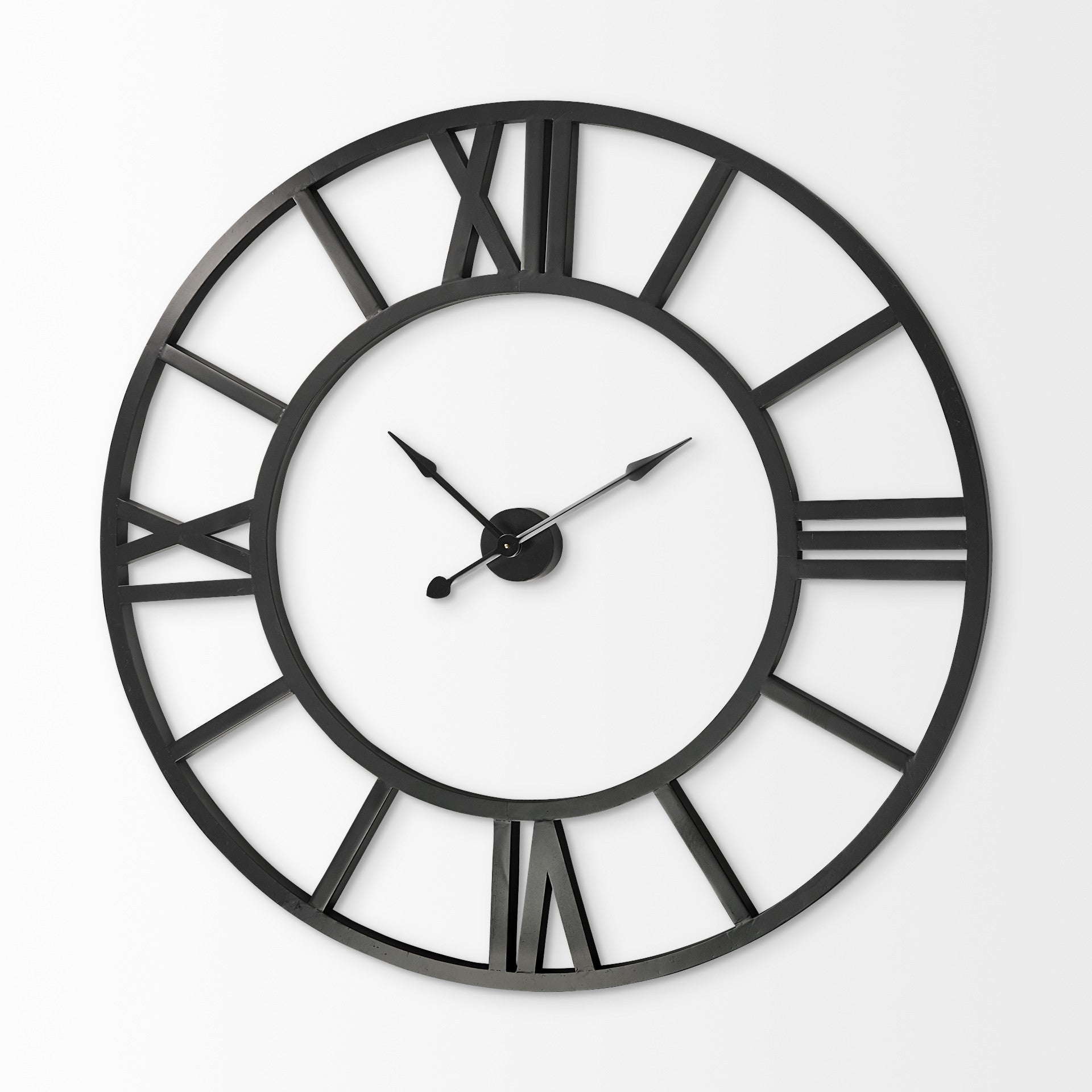 54" Round Xl Industrial Style Wall Clock With Open Face Desing