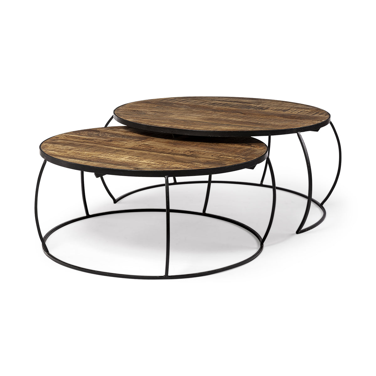 S2 41" &amp; 38" Round Wood Top Nesting Coffee Tables