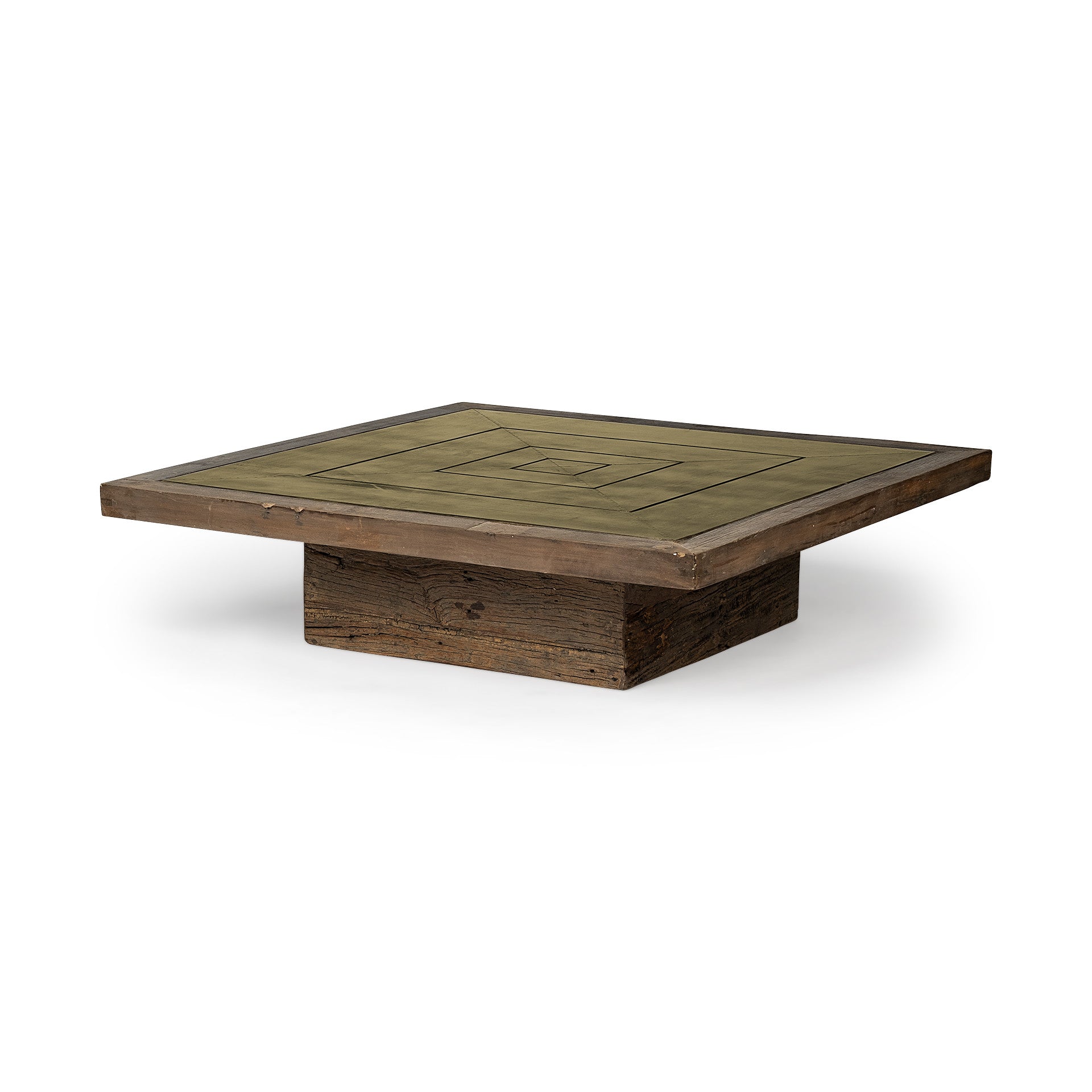50" Brown Square Distressed Coffee Table