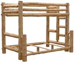 Rustic And Natural Cedar Queen And Single Ladder Right Log Bunk Bed