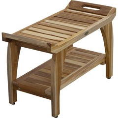 29" Teak Rectangular Shower Outdoor Bench With Handles In Natural Finish