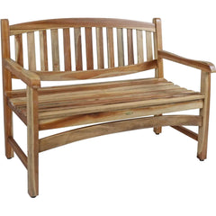 Compact Teak Outdoor Bench With Curved Design In Natural Finish