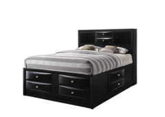 Black Multii-Drawer Wood Platform King Bed With Pull Out Tray