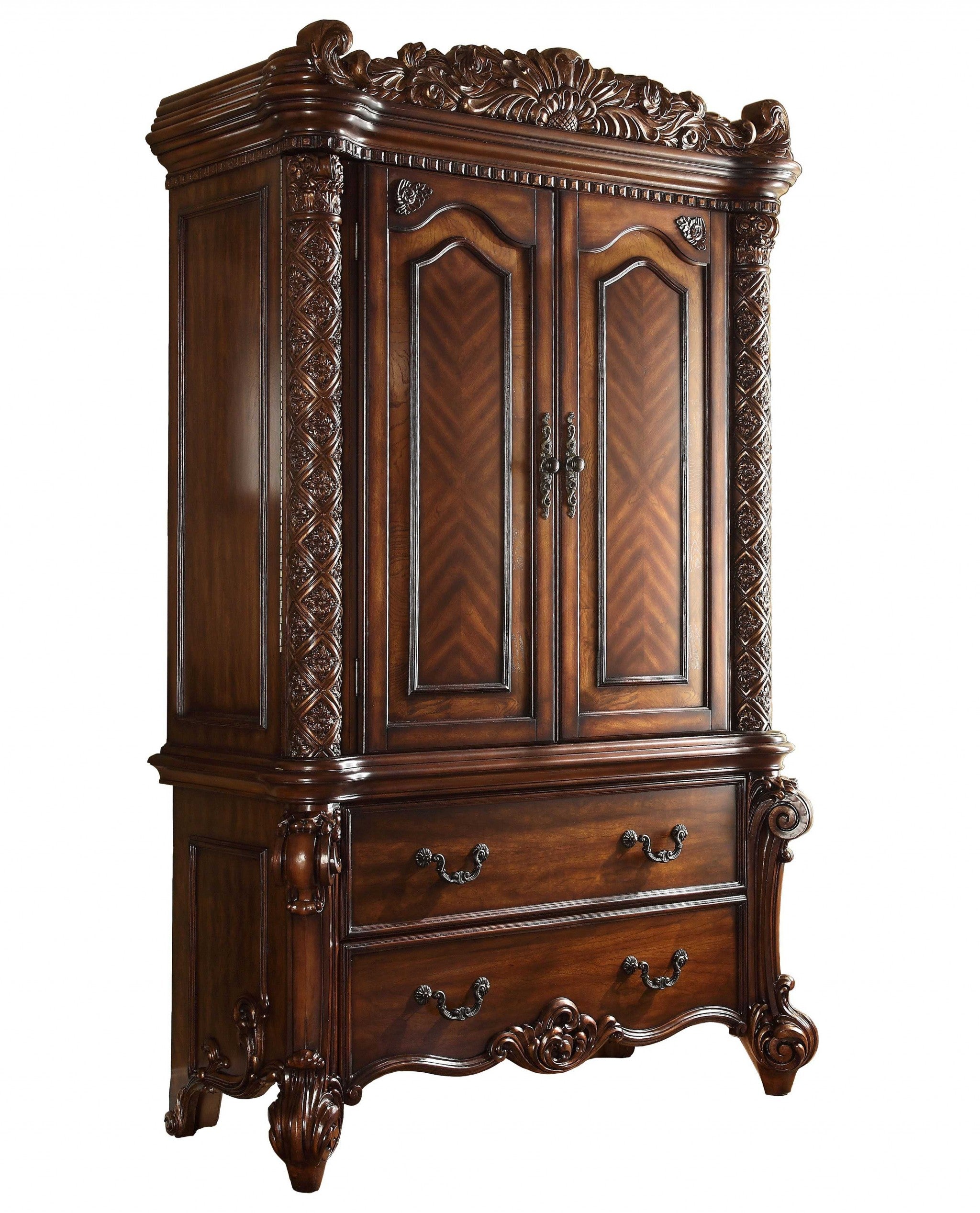 87" Two Doors Cherry Wood Tv Armoire