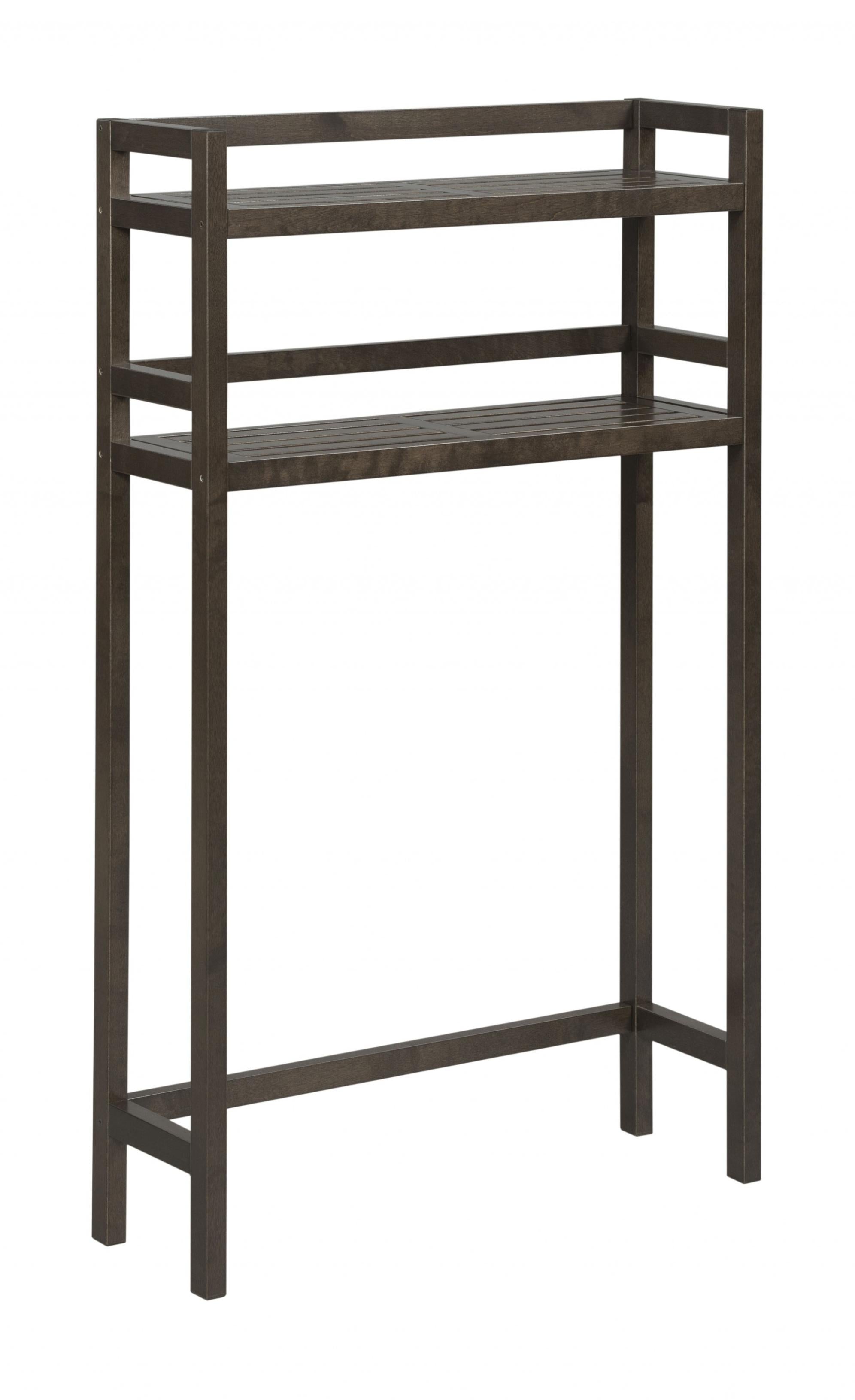 48" Espresso Finish 2 Tier Solid Wood Over Toilet Organizer