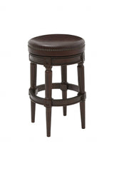 Distressed Walnut Finished Bar Height Round Stool