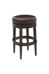 Distressed Walnut Finished Bar Height Round Stool