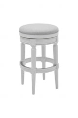 Bar Height Round Backless Stool In White Fabric