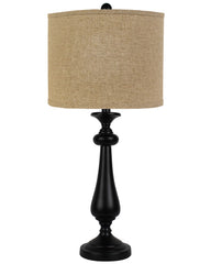 Black Candlestick Sandy Tan Shade Table Lamp