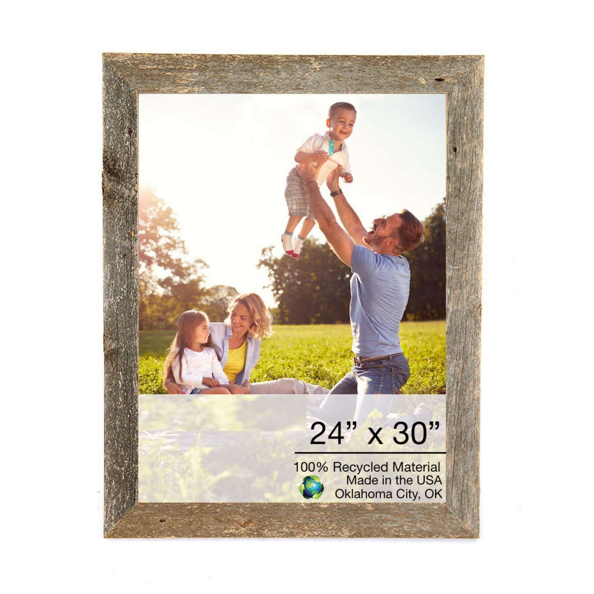 24 X 30 Natural Weathered Grey Picture Frame With Plexiglass Holder