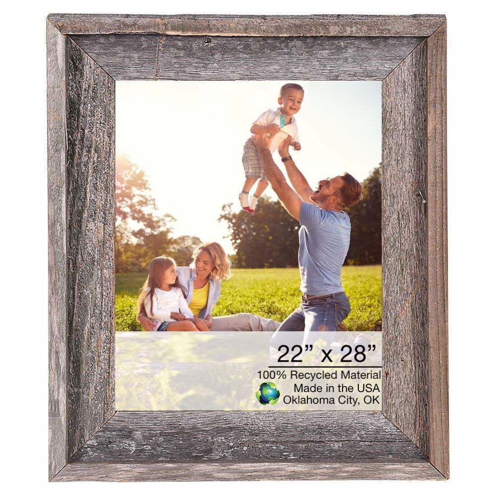 22X28 Natural Weathered Grey Picture Frame With Plexiglass Holder