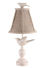 15" Neutral And Blue-Green Standard Table Lamp With Tan Shade