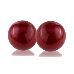 Set Of 2 Red Poppy Enameled Aluminum Spheres