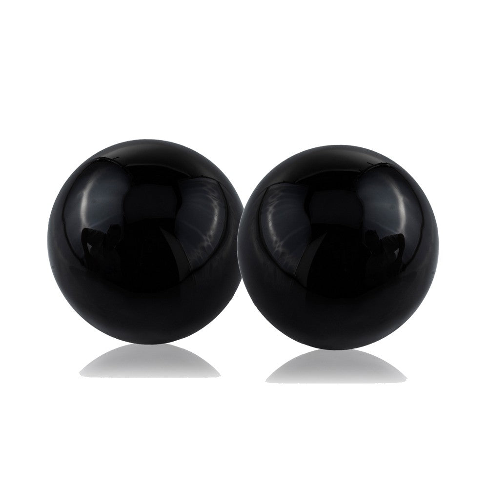 Set Of 2 Black Aluminum Decorative Spheres 3'