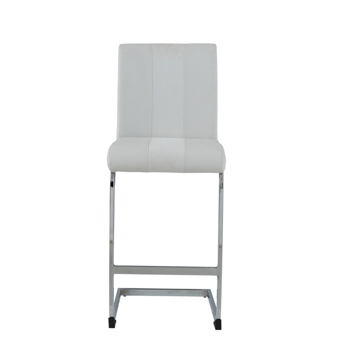 Set Of 4 White Two Tone Barstools With Silver Tone Metal Base