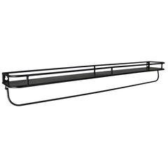 32" Black Rectangular Wall Mounted Iron Shelf With Hanging Bar