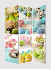 Three Panel Reversible Easter Spring Art Room Divider Screen