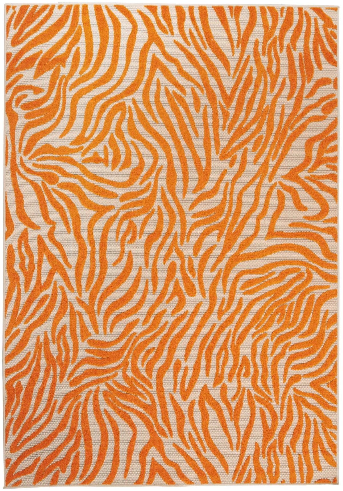 5’ X 8’ Orange Zebra Pattern Indoor Outdoor Area Rug