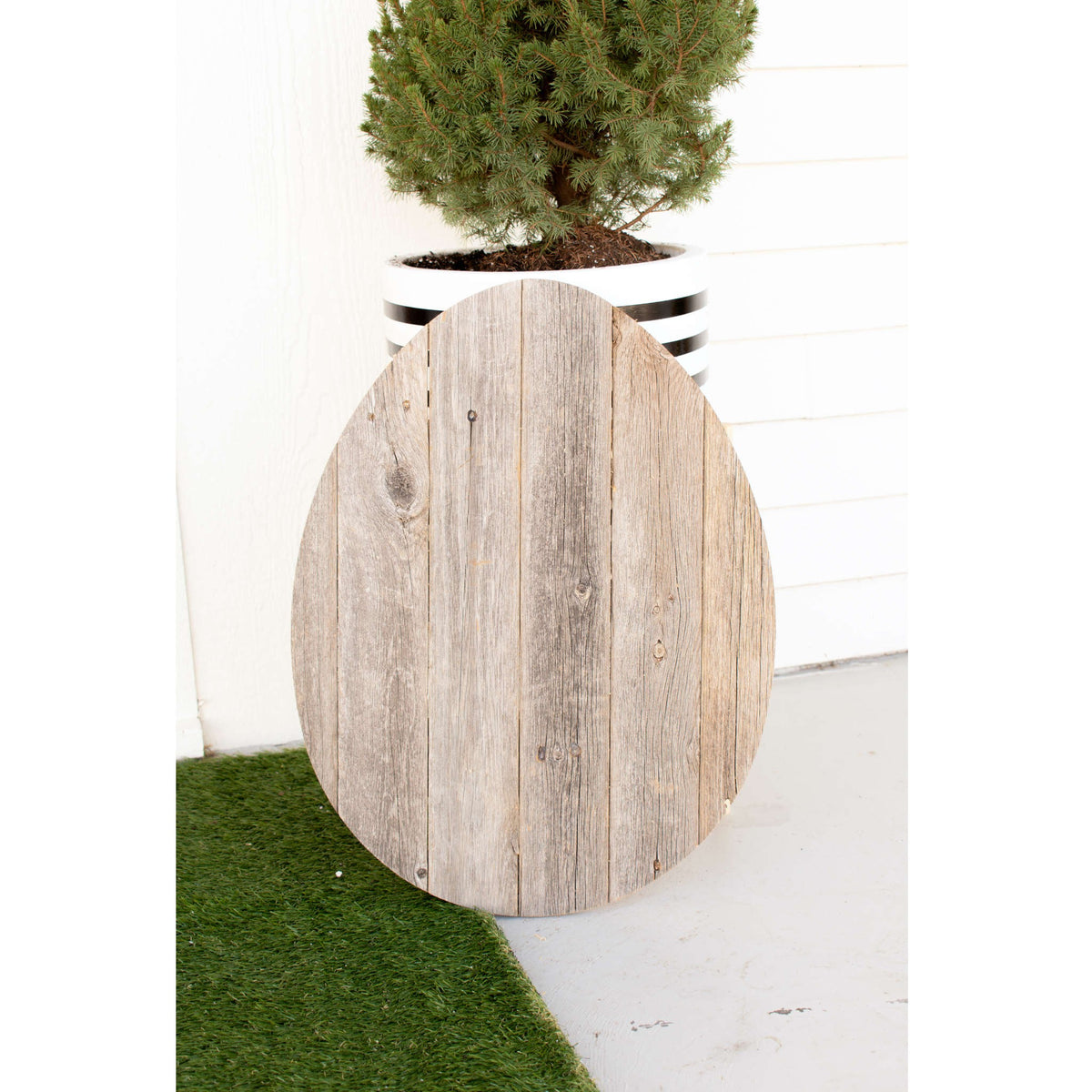 18" Rustic Farmhouse Gray Wooden Large Egg