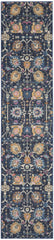 10' Navy Blue Floral Power Loom Runner Rug