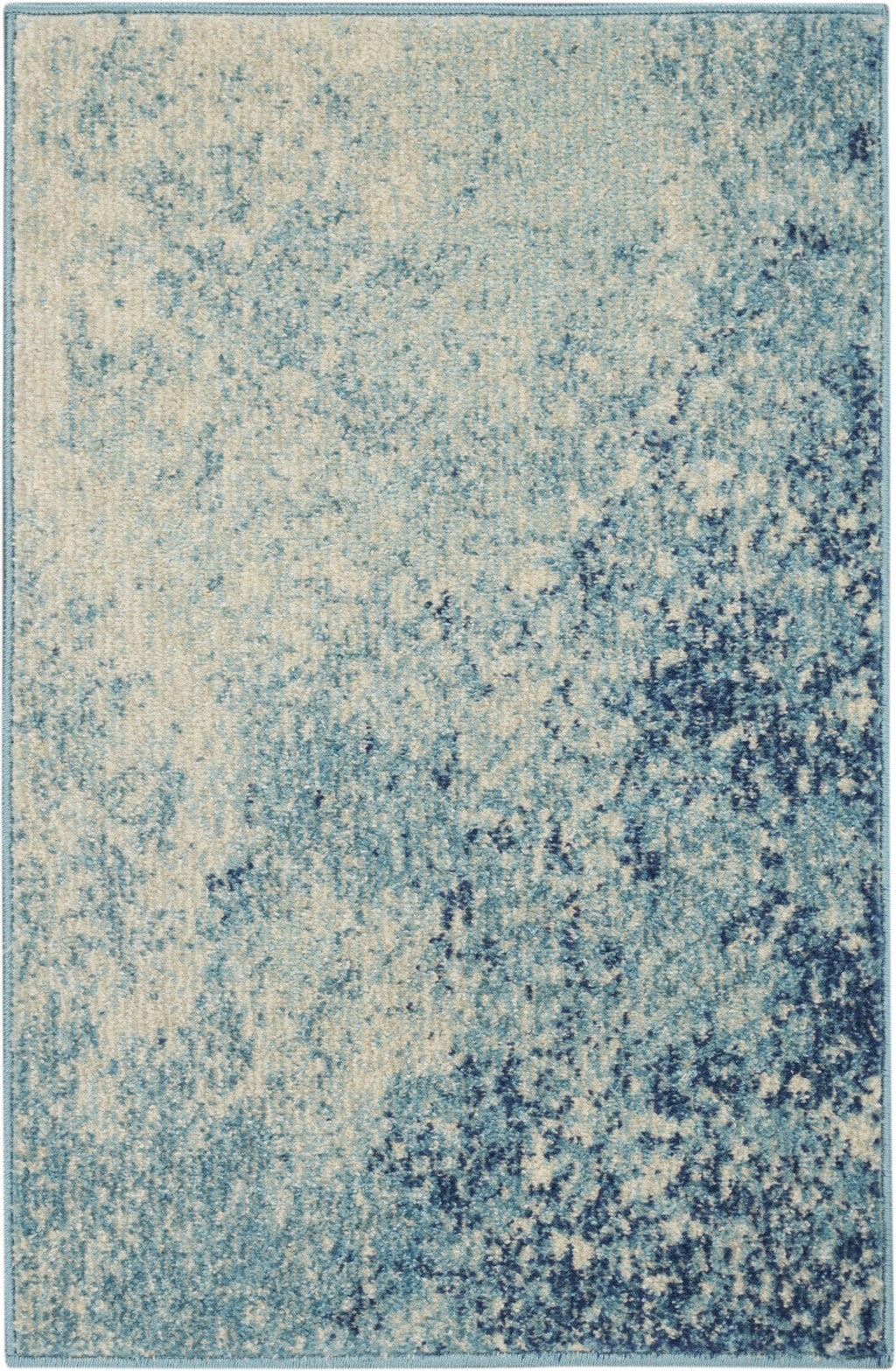 2' X 3' Ivory And Blue Abstract Power Loom Area Rug