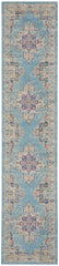 10' Light Blue Southwestern Power Loom Runner Rug
