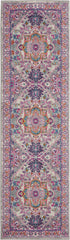 10' Pink And Gray Power Loom Runner Rug