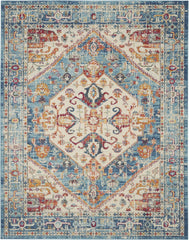 8' X 10' Blue And Ivory Power Loom Area Rug
