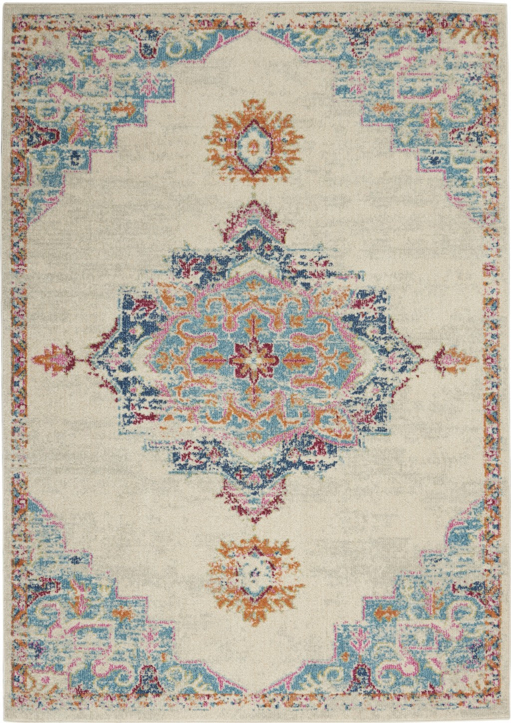 5' X 7' Gray And Ivory Power Loom Area Rug