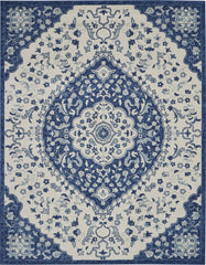 8' X 10' Blue And Ivory Power Loom Area Rug