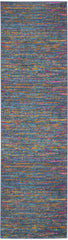10' Blue And Orange Abstract Power Loom Runner Rug