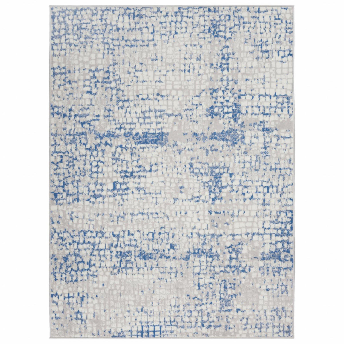 4' X 6' Blue Gray Abstract Dhurrie Area Rug