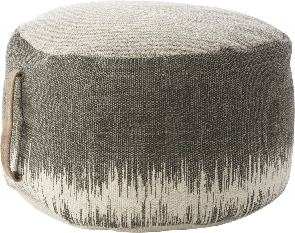 20" Dark Grey Abstract Round Pouf Ottoman