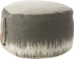 20" Dark Grey Abstract Round Pouf Ottoman