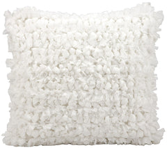 20" X 20" White Cotton Blend Textured Shag Throw Pillow