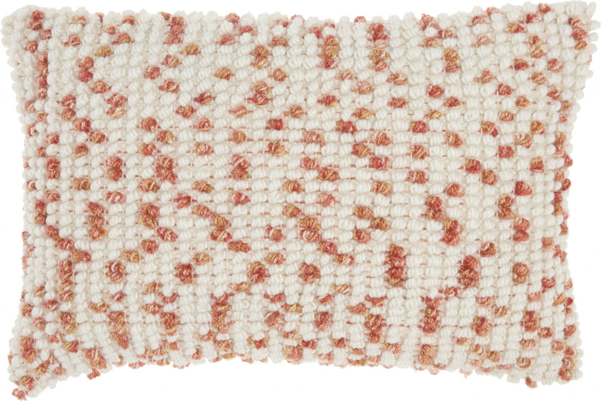 Peach Dotted Lumbar Pillow