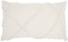 White Abstract Shaggy Detail Lumbar Pillow